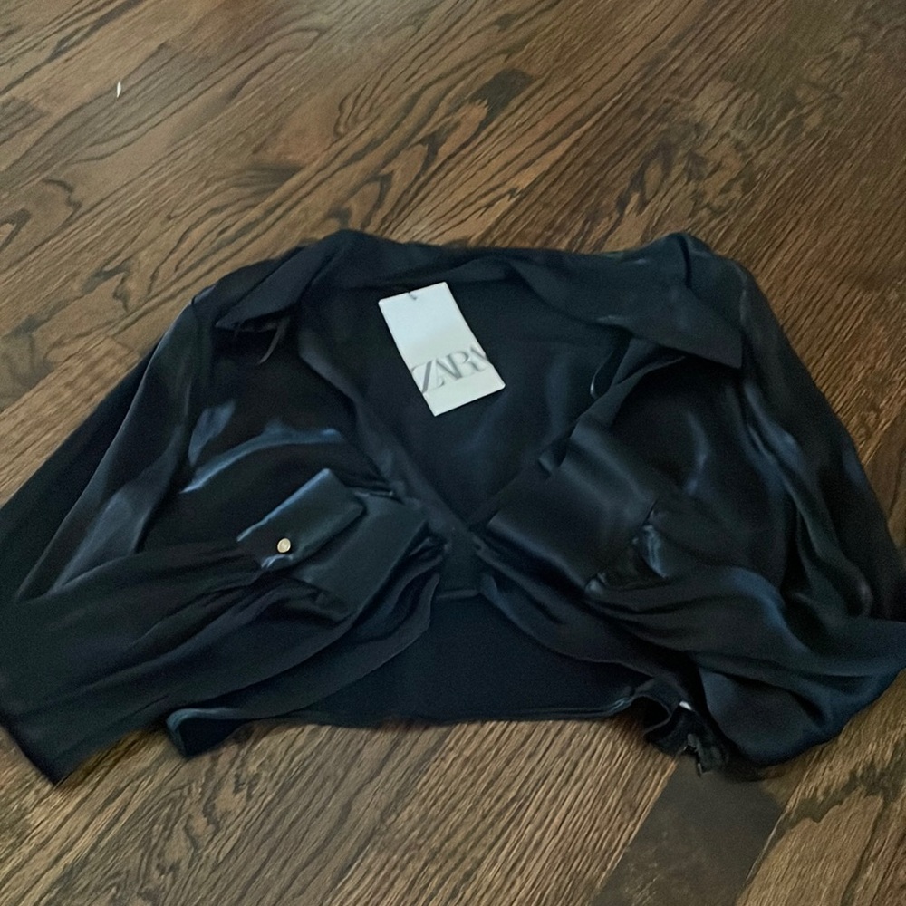 Black zara silk top